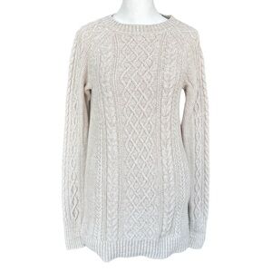 GAP Cable Crewneck Fisherman Sweater Oatmeal S Tall